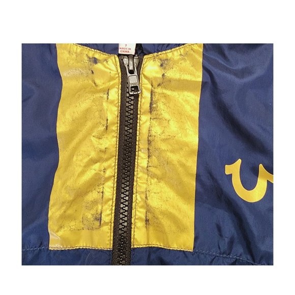 True Religion Youth Boys Navy Foil Print Hooded Windbreaker‎ , Size 7 - Picture 5 of 7